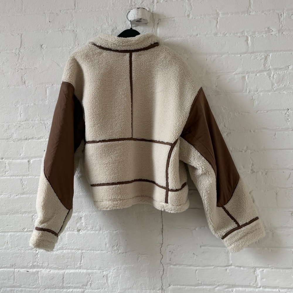 NEW VANESSA SHEARLING BOMBER JACKET - IVORY - Picture 7 of 9
